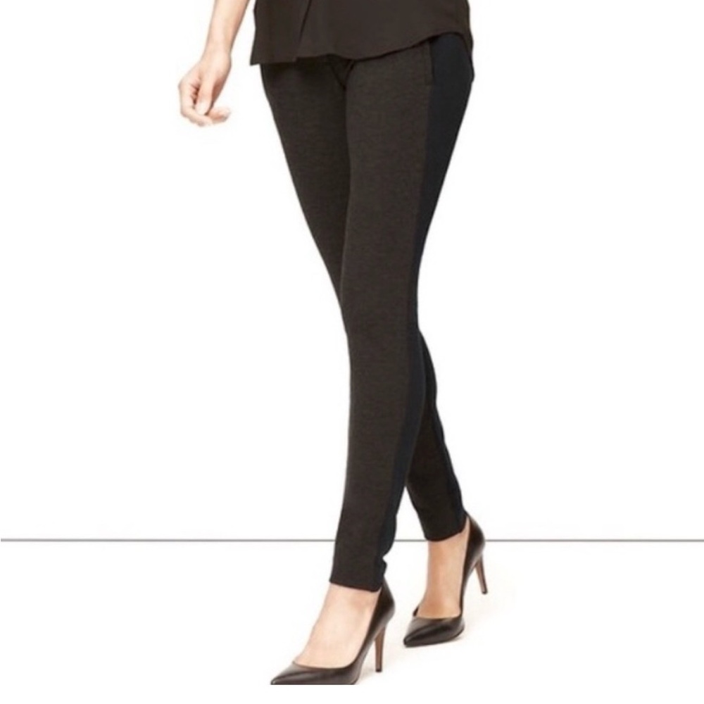 LOFT Slim Ponte Ankle Colorblock Pants in Charcoal and Black